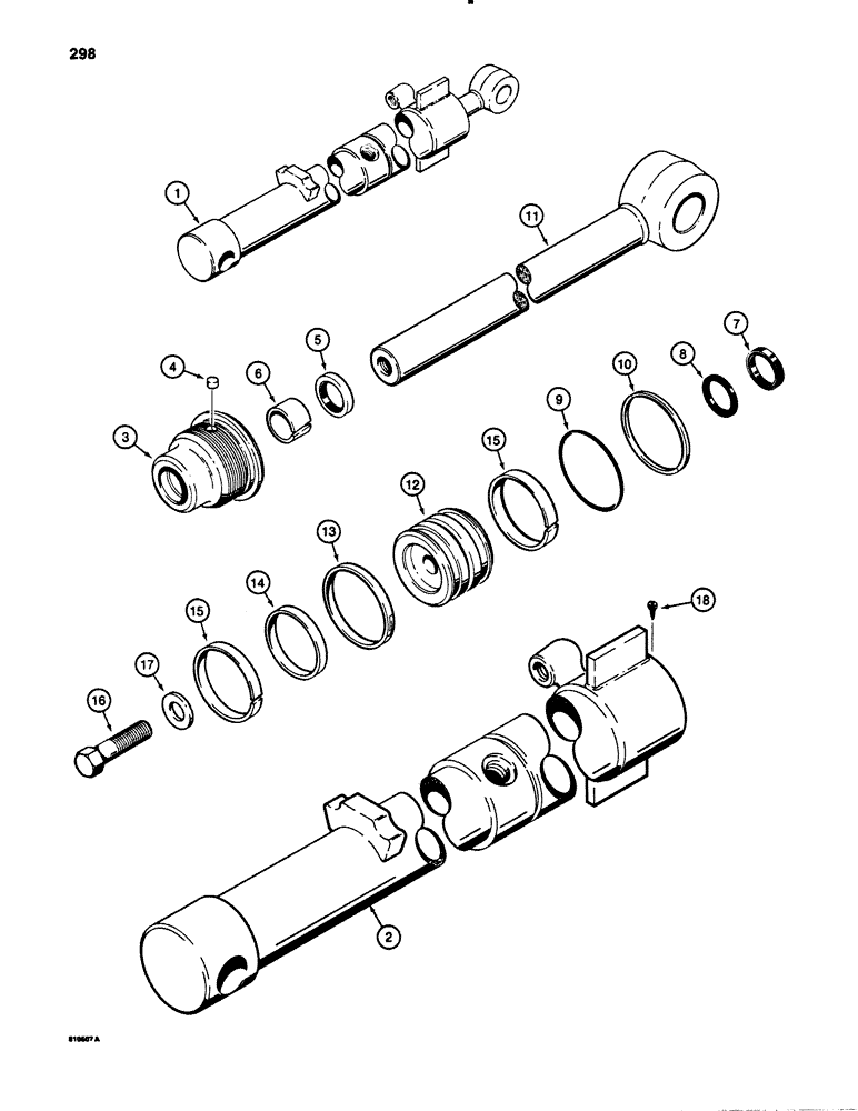 Схема запчастей Case 780B - (298) - G103108 BACKHOE DIPPER EXTENSION CYLINDER (08) - HYDRAULICS