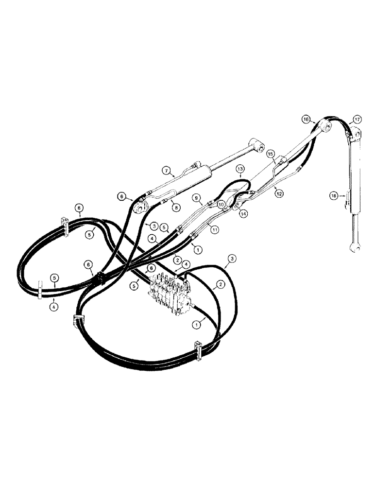 Схема запчастей Case 580SK - (1-44) - HYDRAULIC CIRCUIT, INTEGRAL BACKHOE (00) - PICTORIAL INDEX