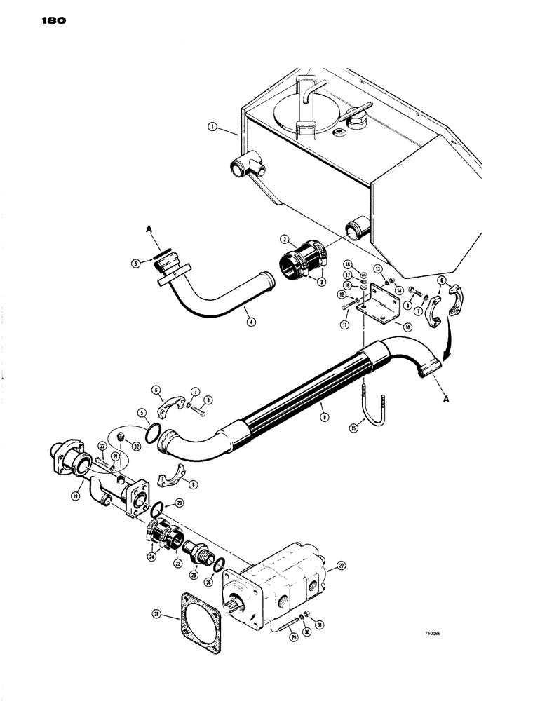 Схема запчастей Case W14 - (180) - LOADER AND STEERING PRIMARY HYDRAULICS (08) - HYDRAULICS