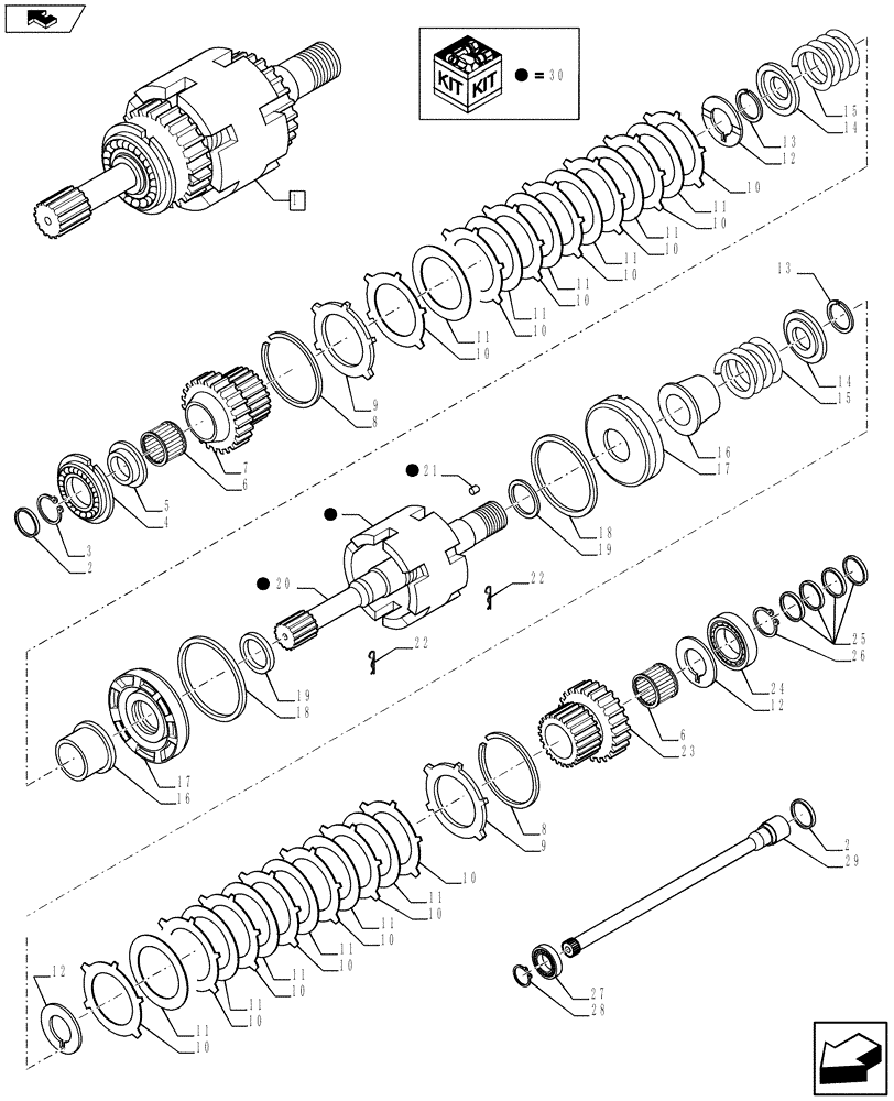 Схема запчастей Case 590SN - (21.140.01) - VAR - 423058 - STANDARD TRANSMISSION - SHAFT, INPUT & PTO (21) - TRANSMISSION