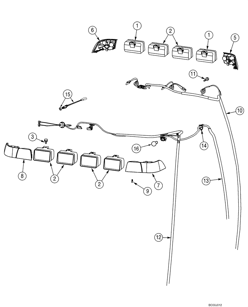 Схема запчастей Case 580M - (04-14) - ELECTRICAL - LAMPS, ROPS CAB (04) - ELECTRICAL SYSTEMS