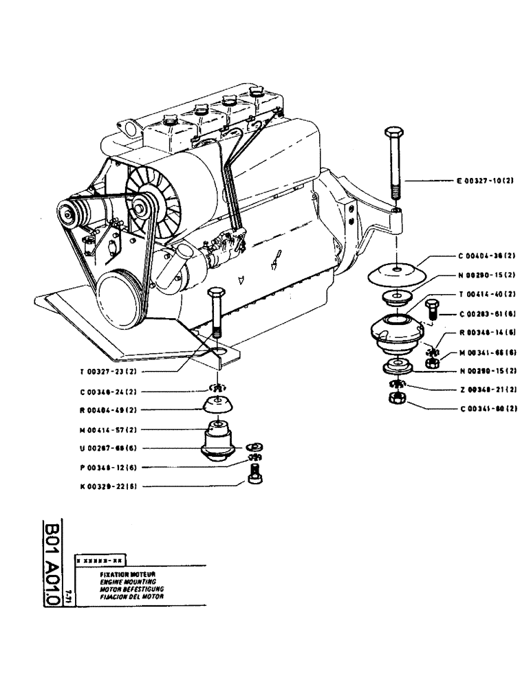 Схема запчастей Case TC45 - (013) - ENGINE MOUNTING 