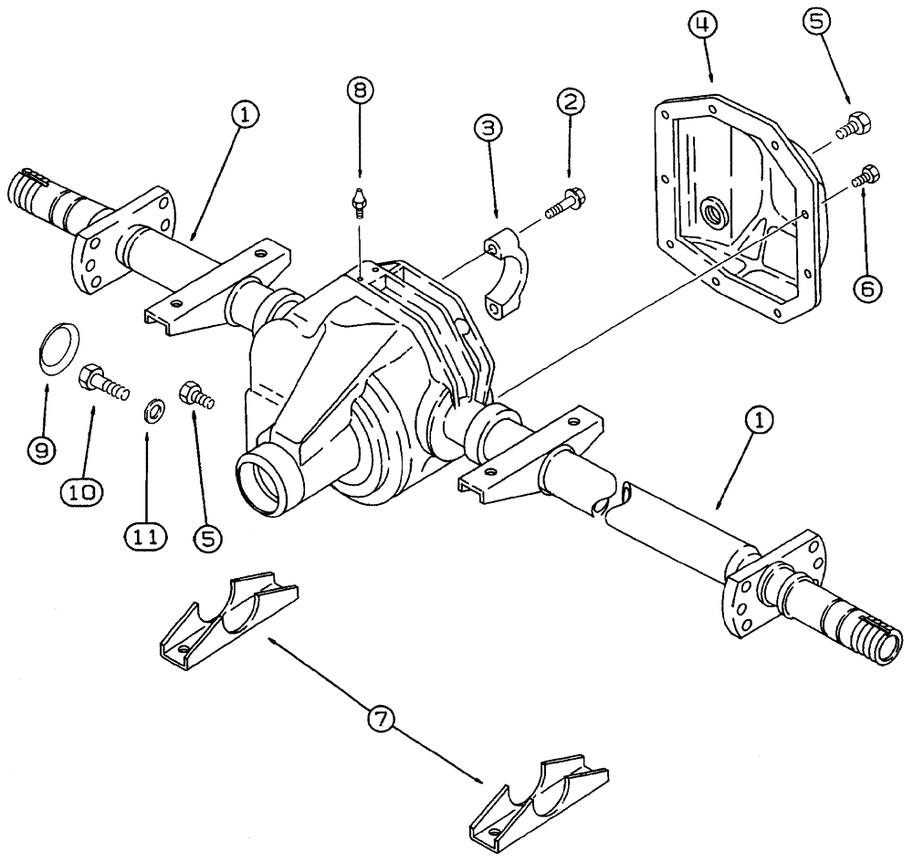 Схема запчастей Case 460 - (6-50) - REAR RIGID AXLE ASSEMBLIES, 126102A1 AND 139020A1, AXLE HOUSING (06) - POWER TRAIN