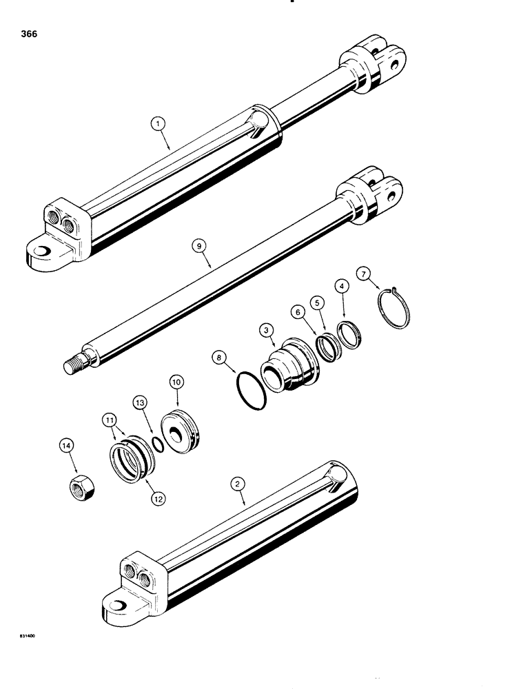 Схема запчастей Case SD100 - (366) - H560730 LINE LAYER LIFT CYLINDER (35) - HYDRAULIC SYSTEMS