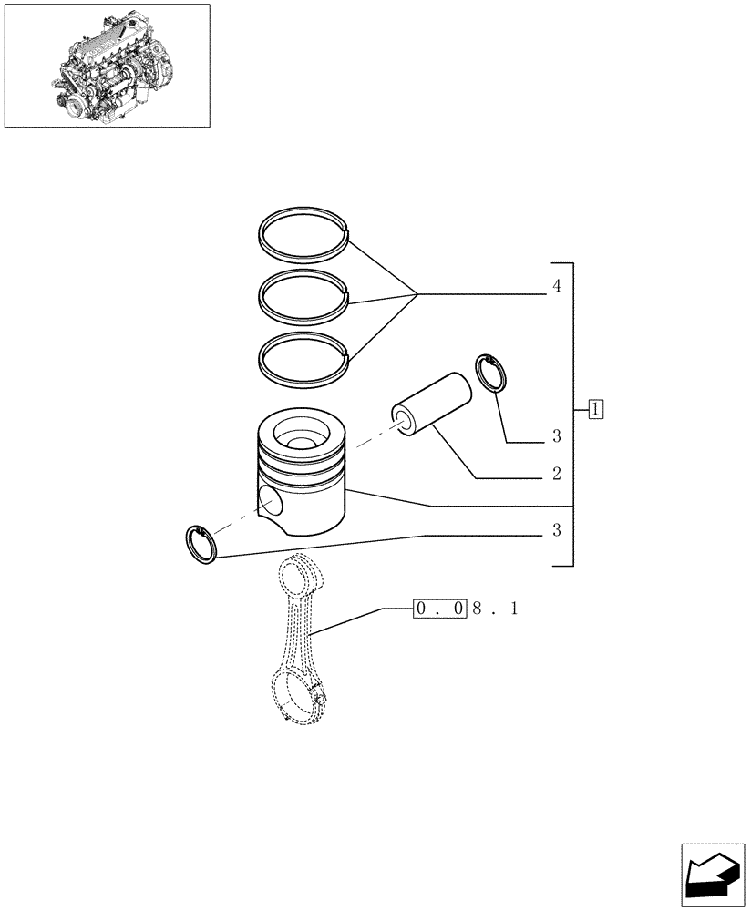 Схема запчастей Case F2CE9684D E001 - (0.08.2[01]) - PISTON - ENGINE (504129454) 