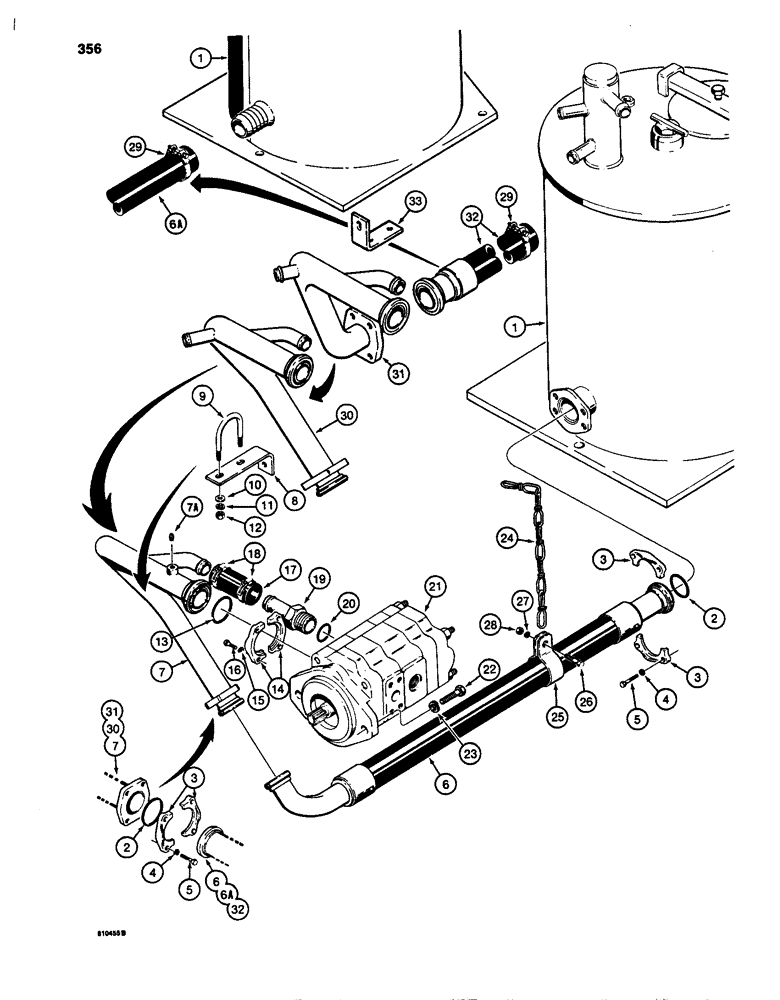 Схема запчастей Case W24C - (356) - BASIC HYDRAULIC CIRCUIT, PUMP TO RESERVOIR (08) - HYDRAULICS