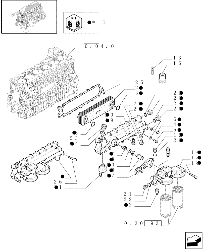 Схема запчастей Case F3AE0684G B001 - (0.31.5/A[01]) - HEAT EXCHANGER AND PARTS (500386468) 