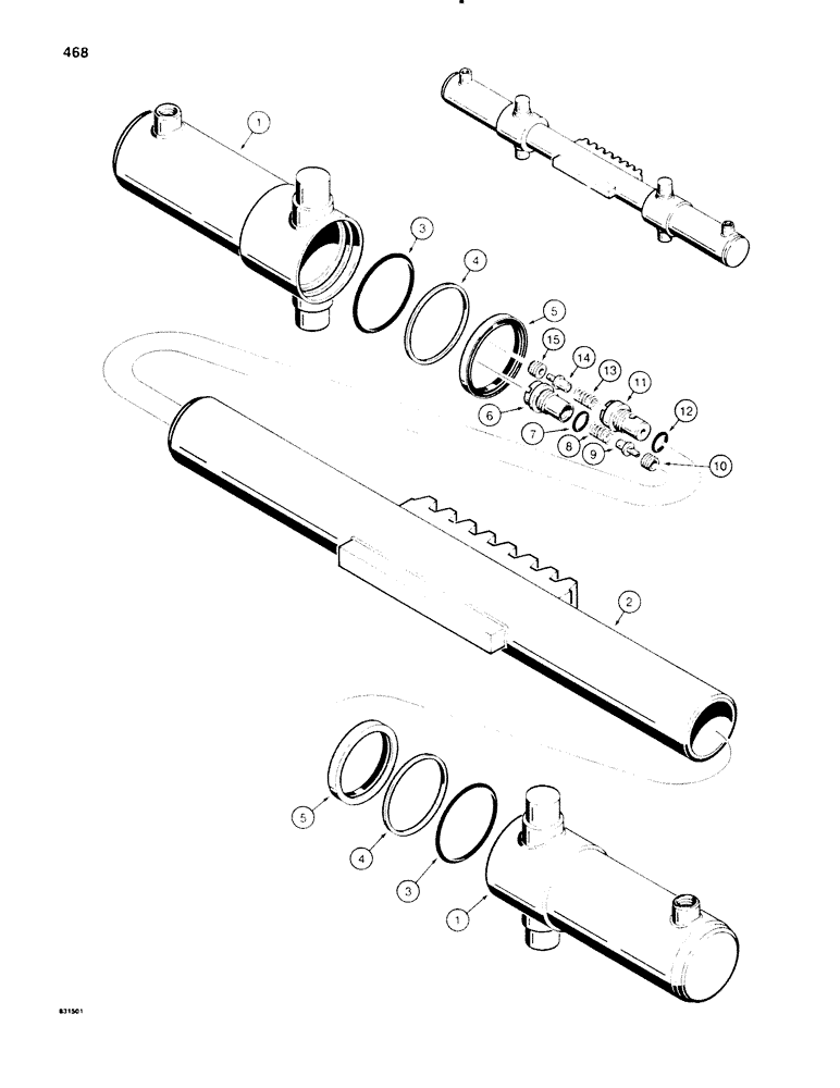 Схема запчастей Case SD100 - (468) - H514125 SWING CYLINDER (35) - HYDRAULIC SYSTEMS