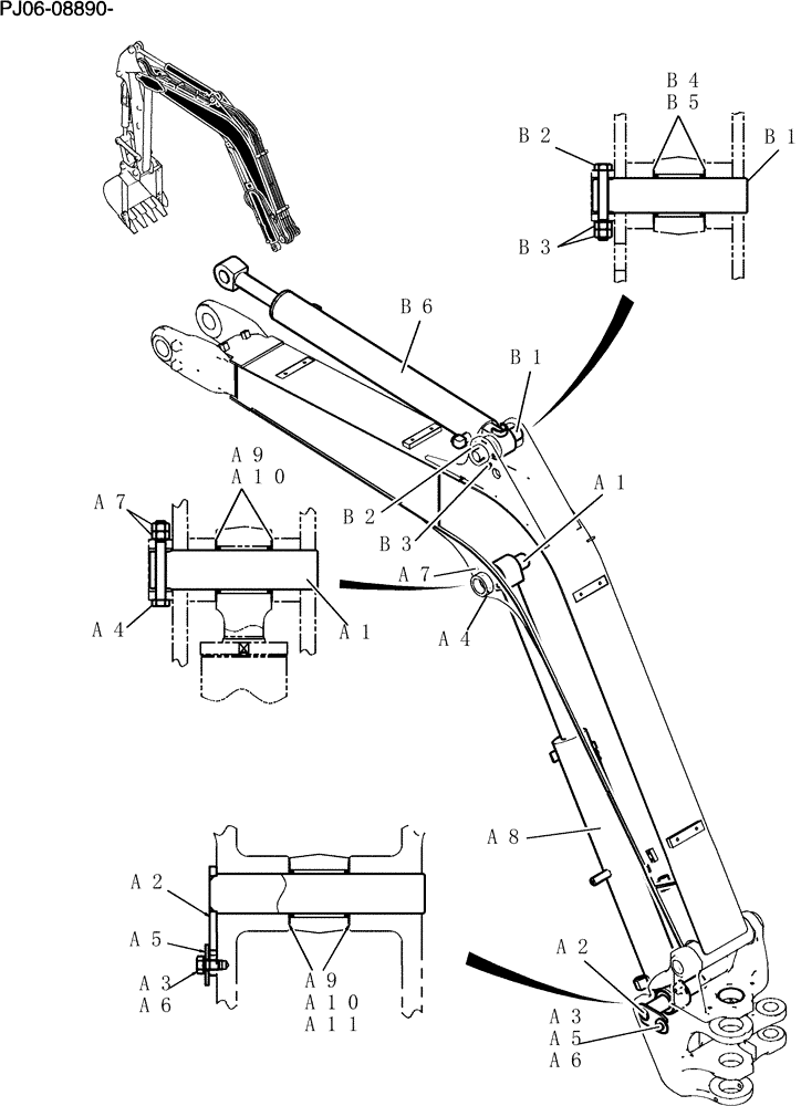 Схема запчастей Case CX50B - (550-01[1]) - CYLINDER INSTAL (84) - BOOMS, DIPPERS & BUCKETS