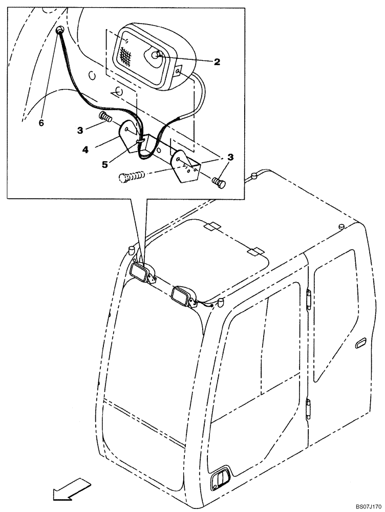 Схема запчастей Case CX130B - (04-17) - LAMP, WORK (CAB) (04) - ELECTRICAL SYSTEMS