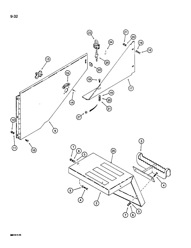 Схема запчастей Case W14B - (9-32) - REAR FENDERS AND SIDE PANELS (09) - CHASSIS/ATTACHMENTS