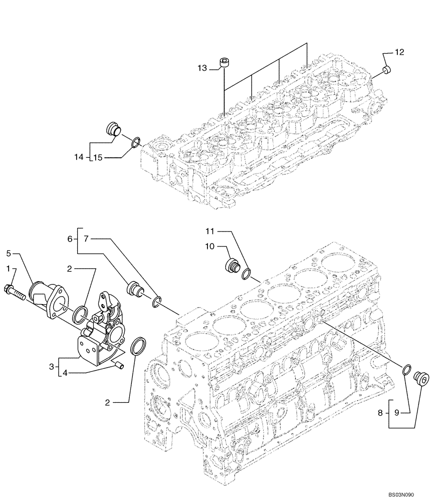 Схема запчастей Case 821E - (02-38) - COOLING SYSTEM - ENGINE (02) - ENGINE