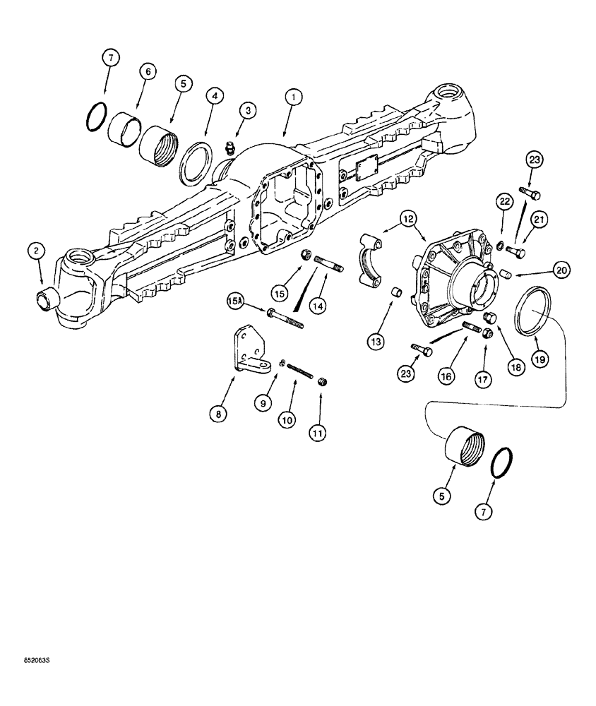 Схема запчастей Case 760 - (06-052) - FRONT AND REAR AXLES, AXLE HOUSING (23) - FOUR WHEEL DRIVE SYSTEM