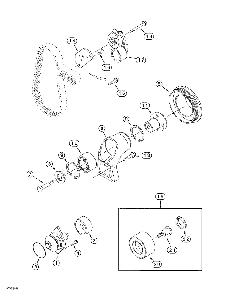 Схема запчастей Case 860 - (2-17A) - WATER PUMP SYSTEM - 4T-390 EMISSIONS CERTIFIED ENGINE (02) - ENGINE