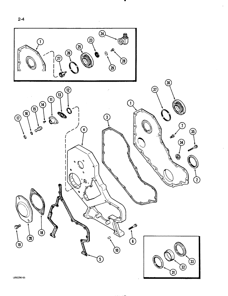 Схема запчастей Case W11B - (2-004) - FRONT GEAR COVER, 4-390 ENGINE, 4T-390 ENGINE (02) - ENGINE