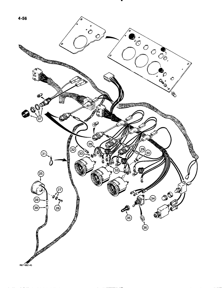 Схема запчастей Case W11B - (4-056) - ELECTRICAL SYSTEM, RIGHT-HAND INSTRUMENT PANEL, P.I.N. 9158252 AND AFTER (04) - ELECTRICAL SYSTEMS