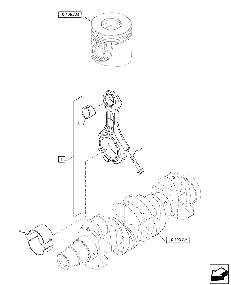 Схема запчастей Case F5CE5454B A005 - (10.105.AB) - CONNECTING ROD (10) - ENGINE