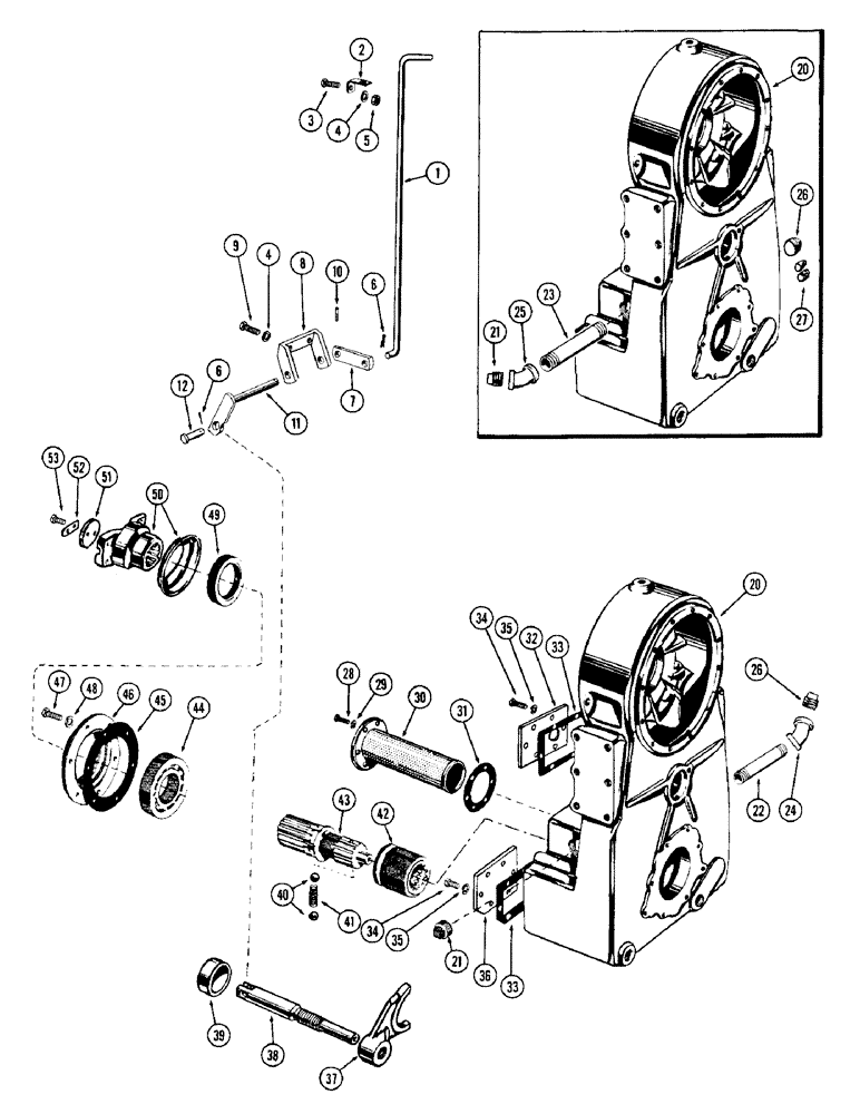 Схема запчастей Case W12 - (128) - REAR AXLE CLUTCH CONTROL, TRANSFER HOUSING AND CLUTCH (06) - POWER TRAIN