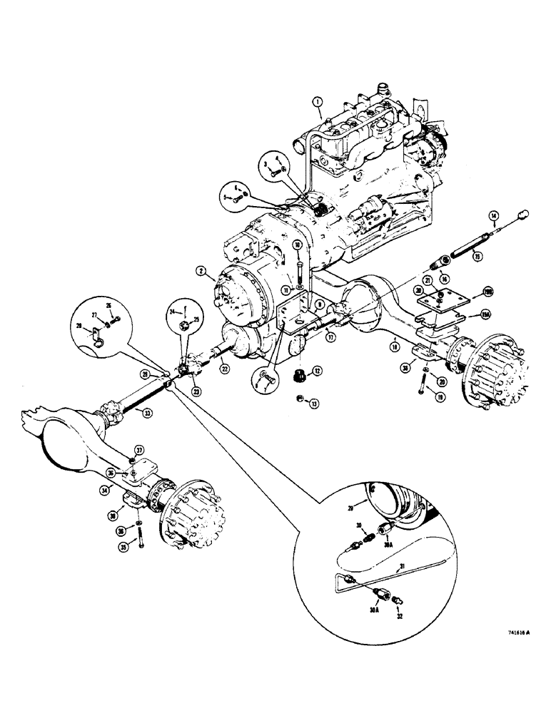 Схема запчастей Case 825 - (132) - POWER TRAIN AND MOUNTING PARTS (03) - TRANSMISSION