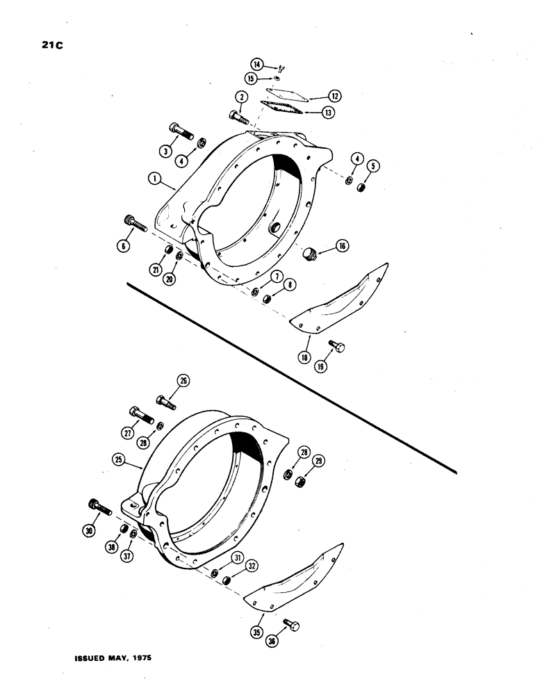 Схема запчастей Case W24B - (021C) - FLYWHEEL HOUSING, (504BD) DIESEL ENGINE, WITH FLEX PLATE DRIVE 1ST USED TRAC SN.9115926, (02) - ENGINE