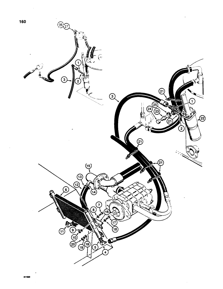 Схема запчастей Case W20 - (160) - HYDRAULIC OIL COOLER WITHOUT AUXILIARY STEERING (05) - STEERING