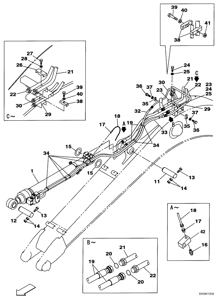 Схема запчастей Case CX135SR - (08-72[01]) - HYDRAULICS - ARM CYLINDER, MODELS WITH LOAD HOLD (08) - HYDRAULICS