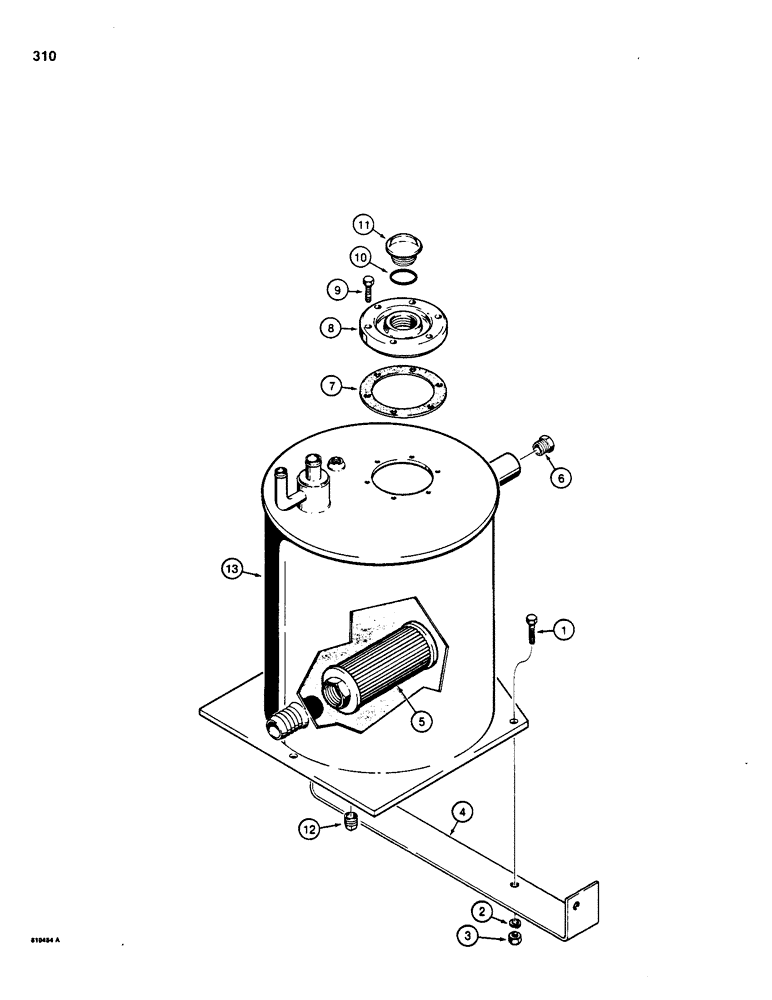 Схема запчастей Case W20 - (310) - HYDRAULIC RESERVOIR AND RELATED PARTS (08) - HYDRAULICS