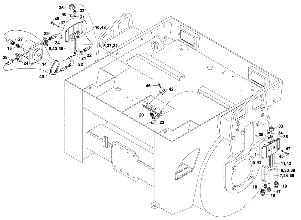 Схема запчастей Case DV201 - (10-310/1[01]) - HYDRAULIC CIRCUIT - REAR FRAME (07) - HYDRAULIC SYSTEM
