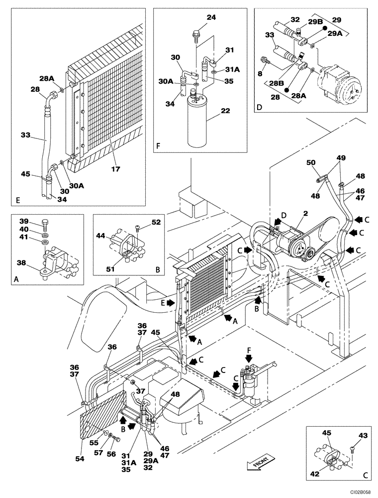 Схема запчастей Case CX460 - (09-26) - AIR CONDITIONING - CONDENSER AND RECEIVER-DRIER (09) - CHASSIS/ATTACHMENTS