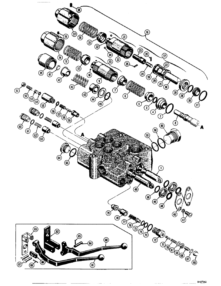 Схема запчастей Case 310F - (154) - D29615 HYDRAULIC CONTROL VALVE (07) - HYDRAULIC SYSTEM