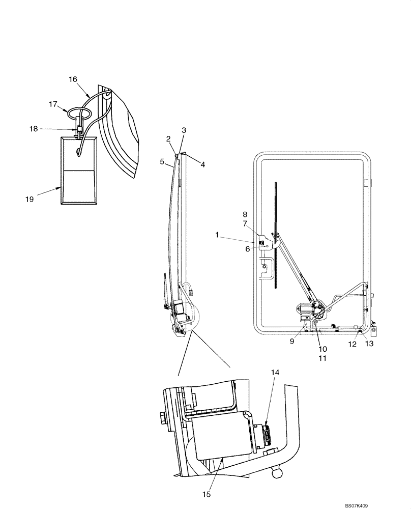 Схема запчастей Case 465 - (09-19) - CAB DOOR (09) - CHASSIS