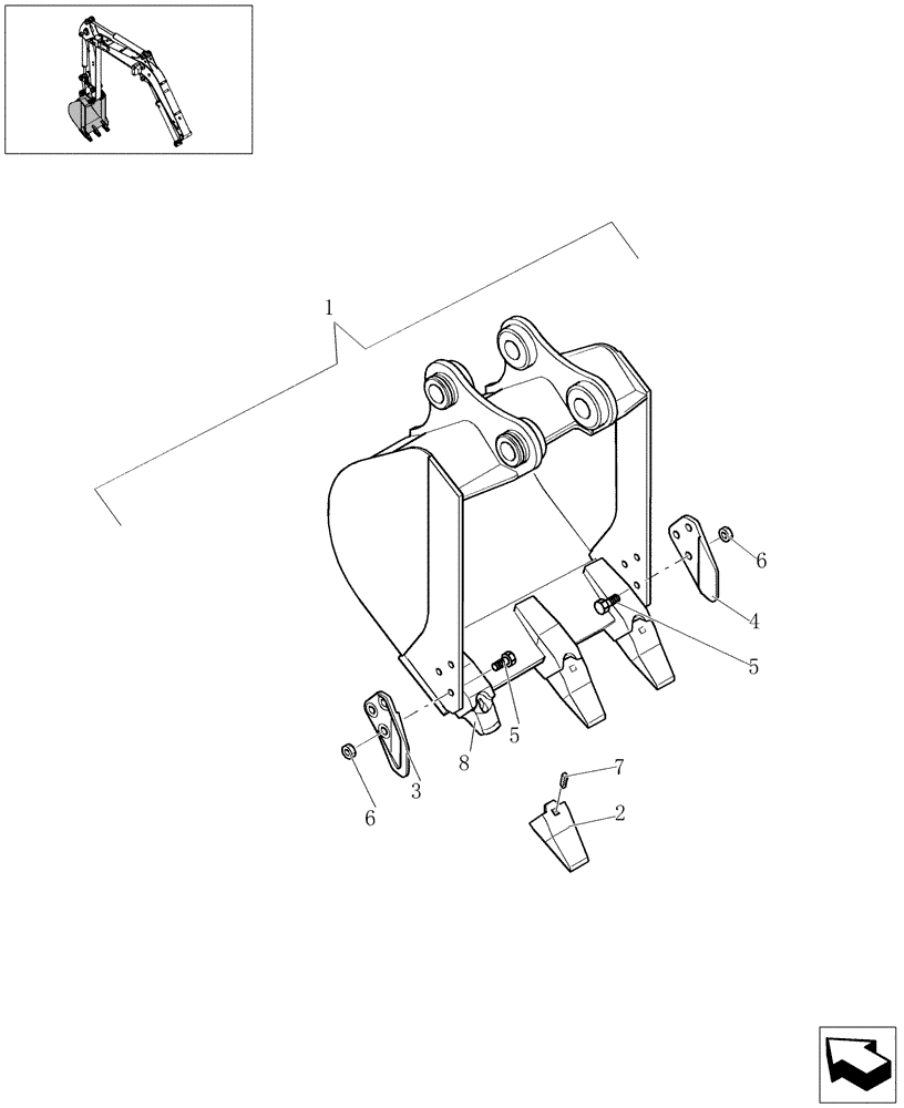 Схема запчастей Case CX20B - (5.9122[01]) - BUCKET (L=450MM) - 747636010 (84) - BOOMS, DIPPERS & BUCKETS