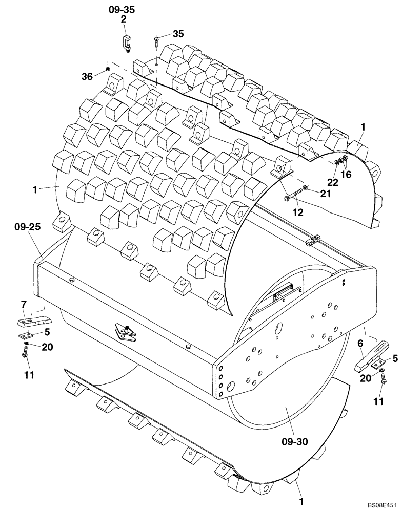 Схема запчастей Case SV210 - (09-34[01]) - SEGMENTS, PAD FOOT ADAPTING (GROUP 560) (ND104268) (09) - CHASSIS/ATTACHMENTS