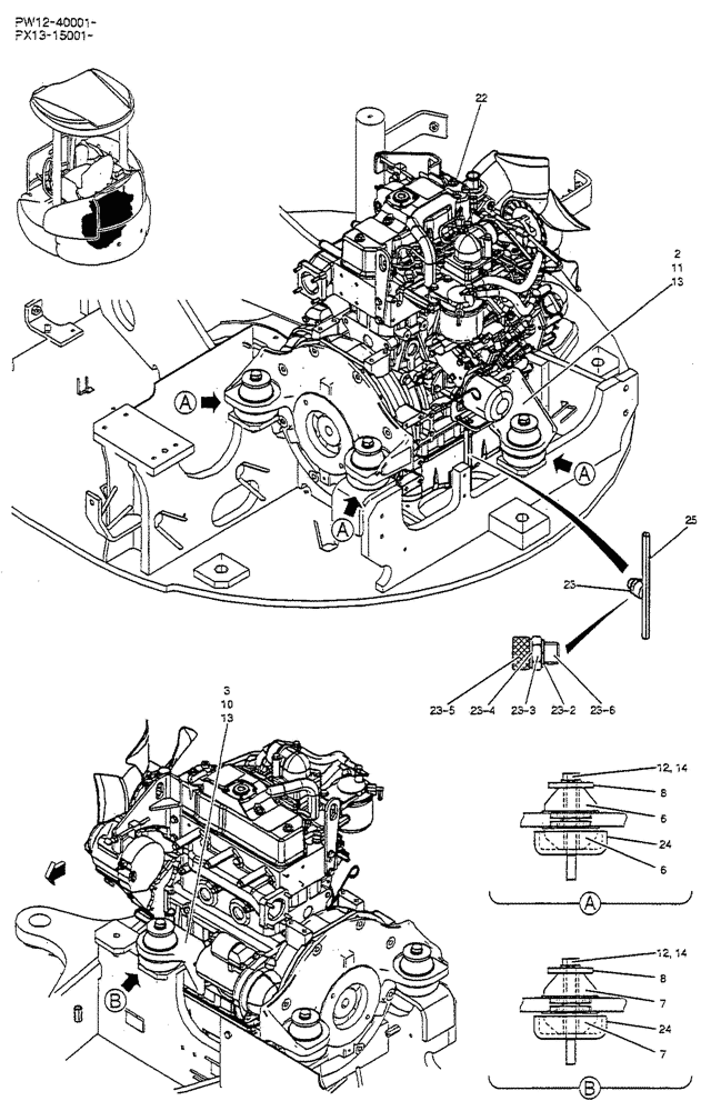 Схема запчастей Case CX36B - (01-006) - ENGINE INSTAL (10) - ENGINE