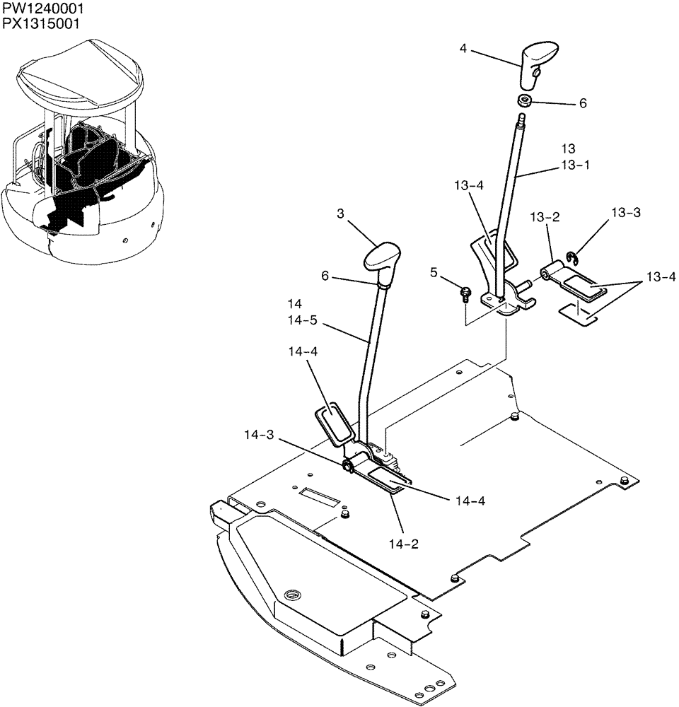 Схема запчастей Case CX36B - (01-030) - LEVER ASSY, CONTROL (90) - PLATFORM, CAB, BODYWORK AND DECALS