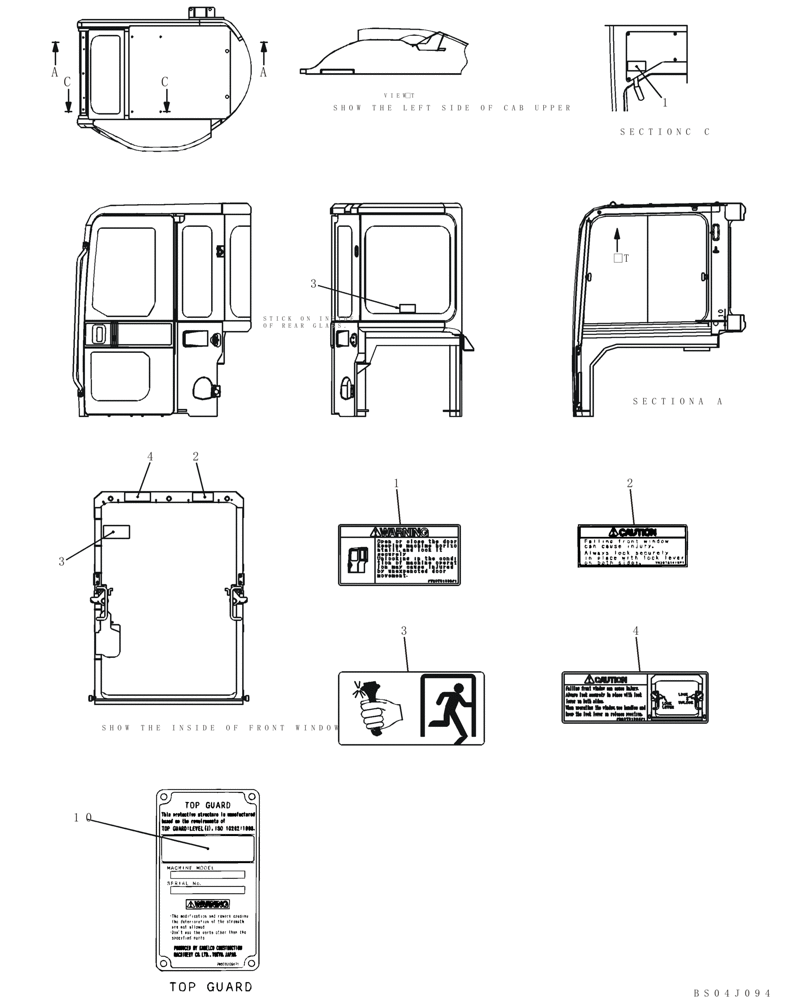 Схема запчастей Case CX36B - (965-29[1]) - DECALS - (CAB) (90) - PLATFORM, CAB, BODYWORK AND DECALS