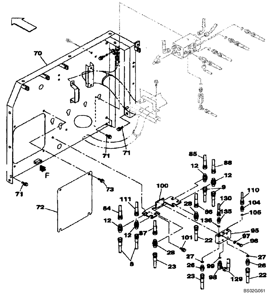 Схема запчастей Case CX210LR - (08-18) - PILOT CONTROL LINES, PARTITION (08) - HYDRAULICS