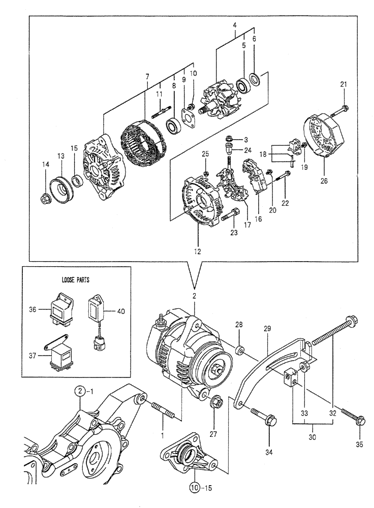 Схема запчастей Case CX50B - (08-016) - GENERATOR ENGINE COMPONENTS