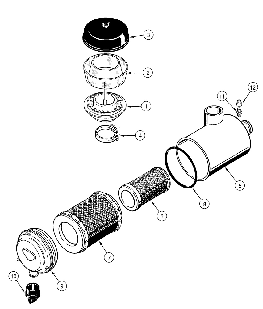 Схема запчастей Case 1150H - (02-07) - AIR CLEANER ASSY - PRECLEANER ASSY (02) - ENGINE