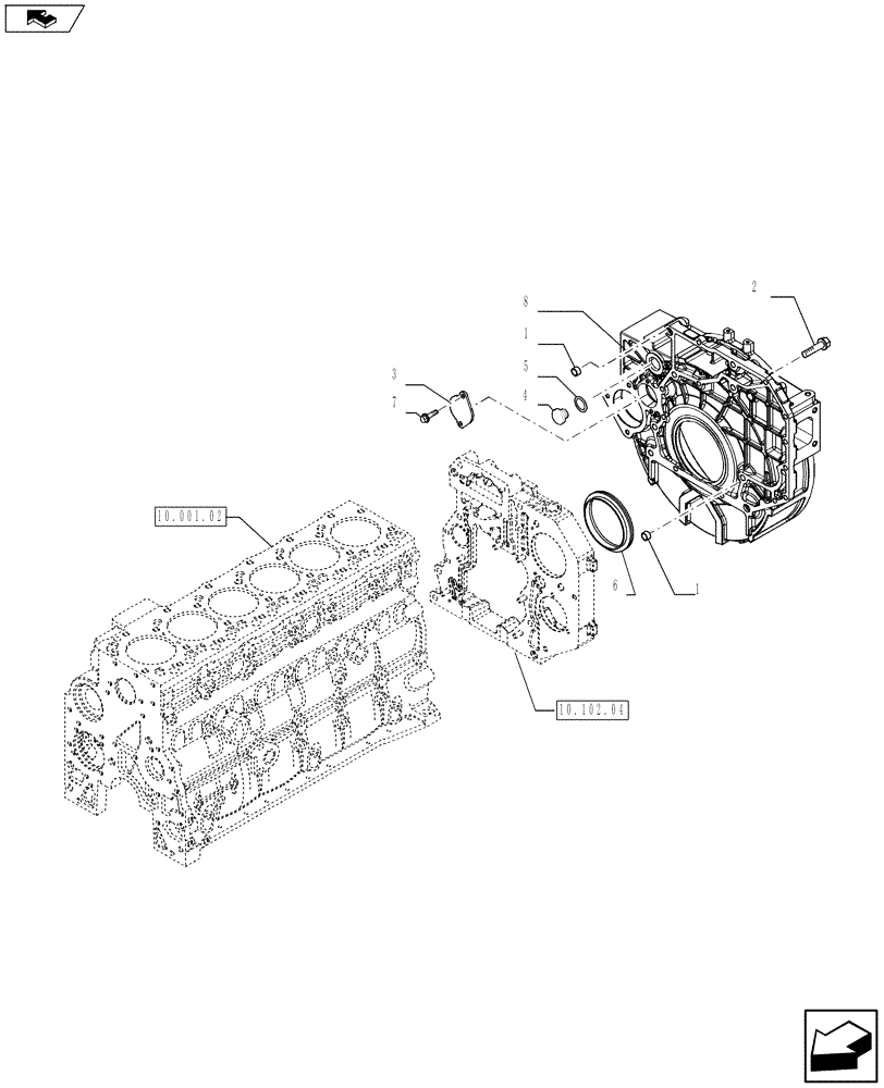 Схема запчастей Case F4HFE613P A003 - (10.102.03) - CRANKCASE COVERS (504038705) ENGINE COMPONENTS