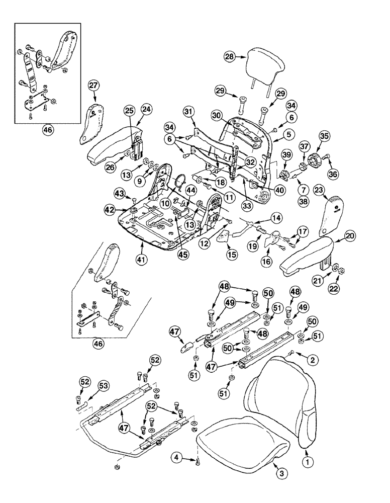 Схема запчастей Case 845 - (09-114[01]) - SEAT ASSEMBLY - UPPER SEAT ASSEMBLY (09) - CHASSIS