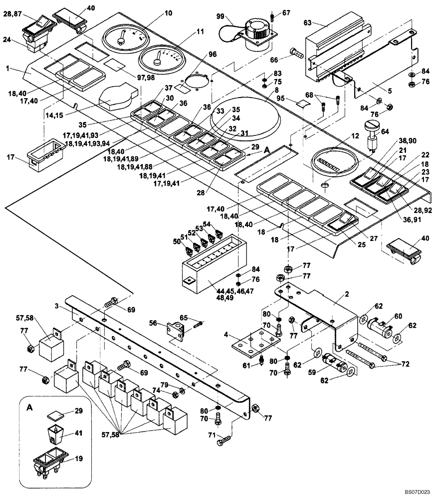 Схема запчастей Case SV212 - (04-002-00[01]) - ELECTRICAL - INSTRUMENT PANEL - DASHBOARD (GROUP 407-1) (ND128404) (04) - ELECTRICAL SYSTEMS