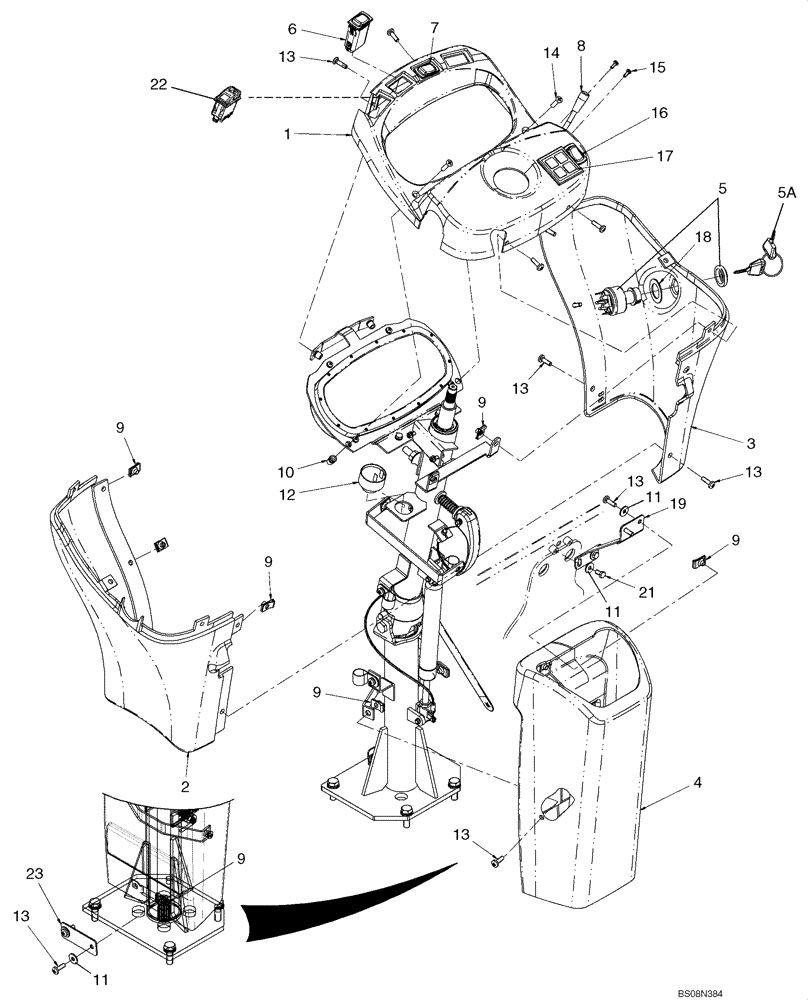 Схема запчастей Case 621E - (05-06) - CANOPY - STEERING COLUMN - COVERS, SWITCHES (05) - STEERING