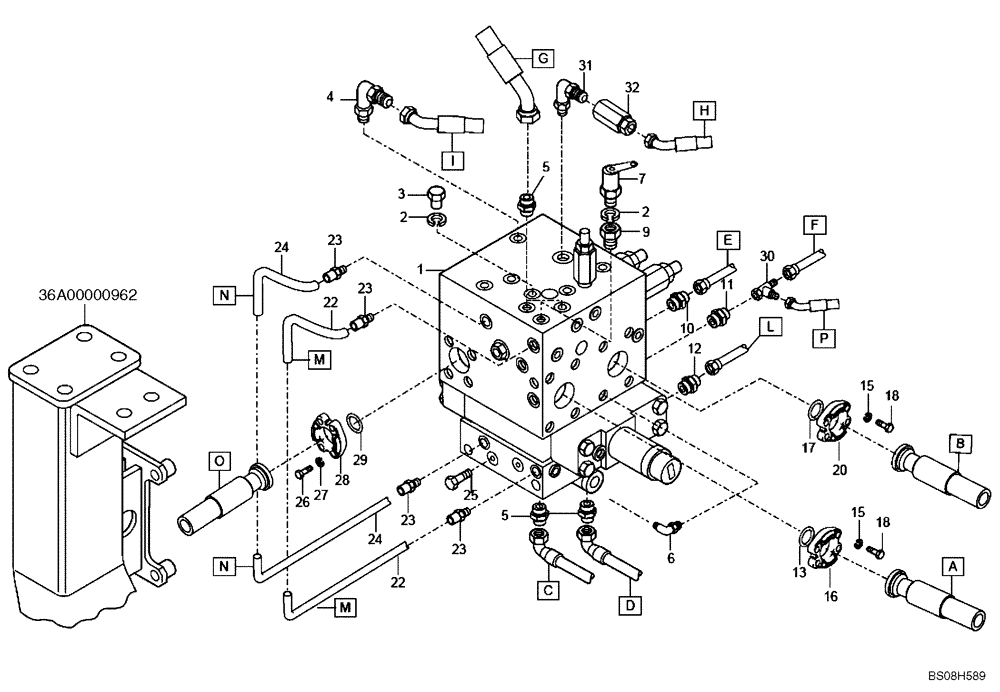 Схема запчастей Case 330B - (72A00040738[001]) - VALVE, HYDRAULIC DISTRIBUTION (84142722) (09) - Implement / Hydraulics / Frame / Brakes