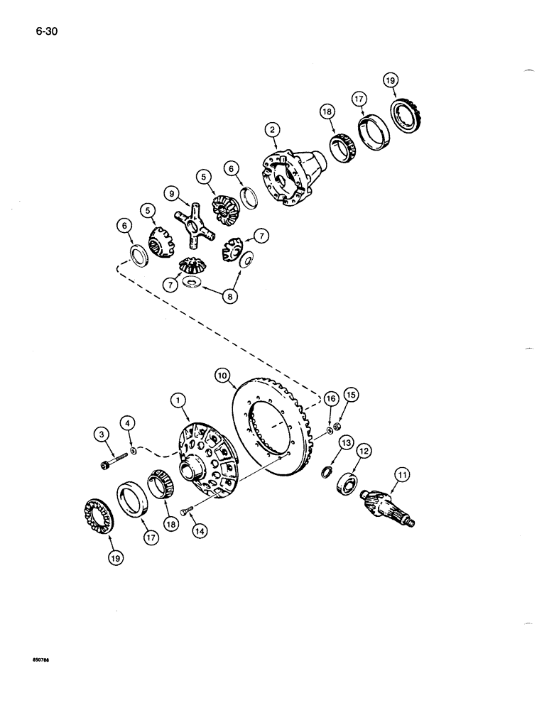 Схема запчастей Case 1086B - (6-030) - REAR DRIVE AXLE, DIFFERENTIAL WITHOUT NO-SPIN (06) - POWER TRAIN