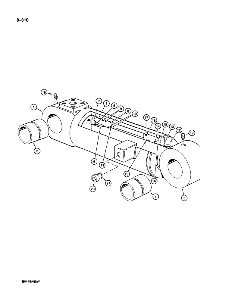 Схема запчастей Case 125B - (8-310) - TOOL CYLINDER - P7746786, IF USED, CYLINDERS WITHOUT LETTER IDENTIFICATION (08) - HYDRAULICS