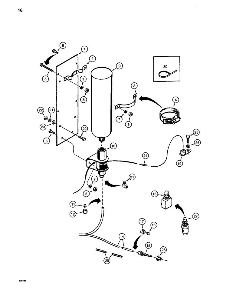 Схема запчастей Case 880C - (016) - COLD WEATHER STARTING SYSTEM (01) - ENGINE