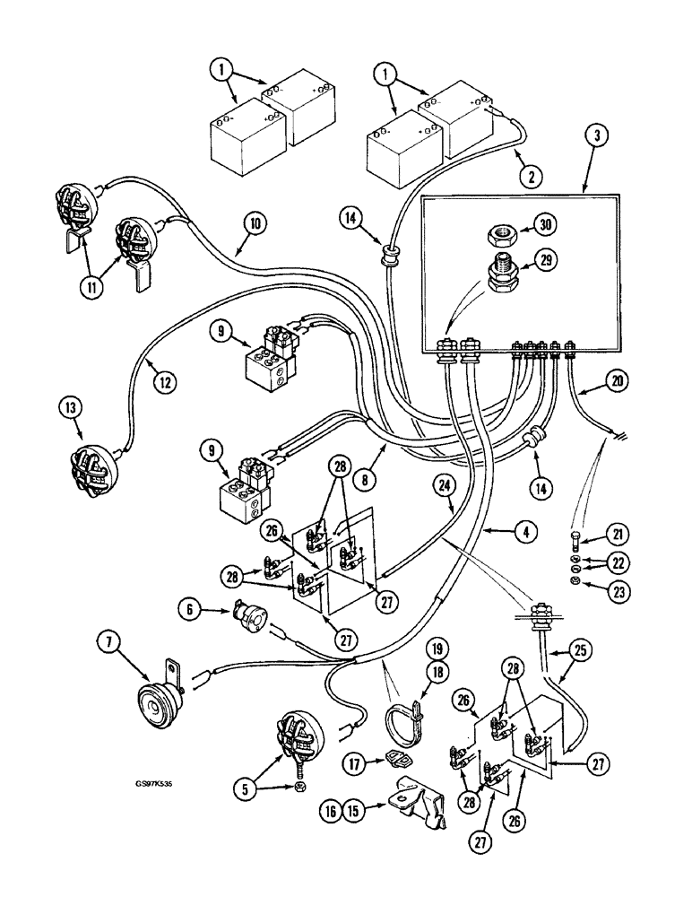 Схема запчастей Case 220B - (4-42) - TURNTABLE ELECTRICAL HARNESS, P.I.N. 74570 THROUGH 74597, P.I.N. 03201 AND AFTER (04) - ELECTRICAL SYSTEMS