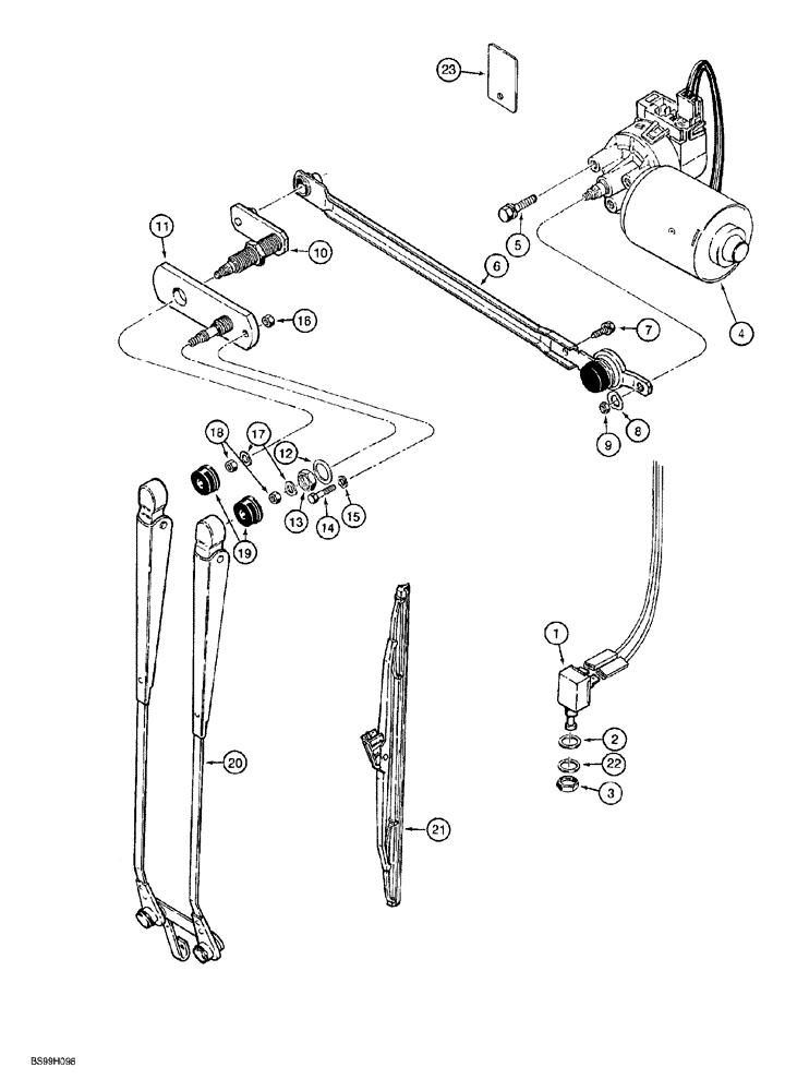 Схема запчастей Case 580SL - (9-130) - CAB REAR WINDSHIELD WIPER (09) - CHASSIS/ATTACHMENTS