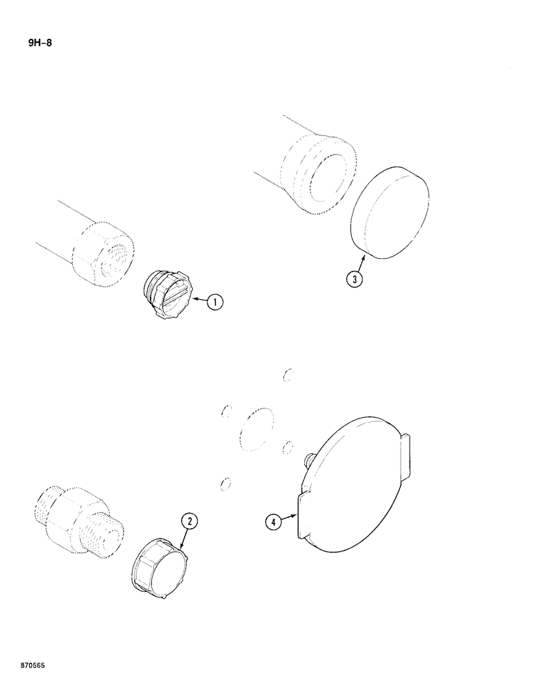 Схема запчастей Case 688 - (9H-08) - HYDRAULIC SYSTEM PROTECTIVE PLUGS AND CAPS (09) - CHASSIS